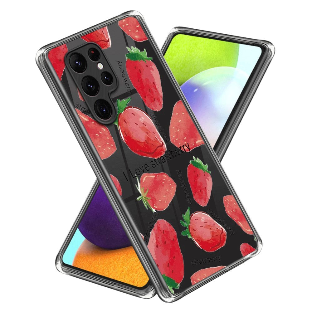 Samsung Galaxy S24 Ultra Flexible Plastic Case w. Motif - Strawberry