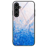 Samsung Galaxy A35 (5G) Plastic Case with Tempered Glass - Blue / Pink Marble Pattern