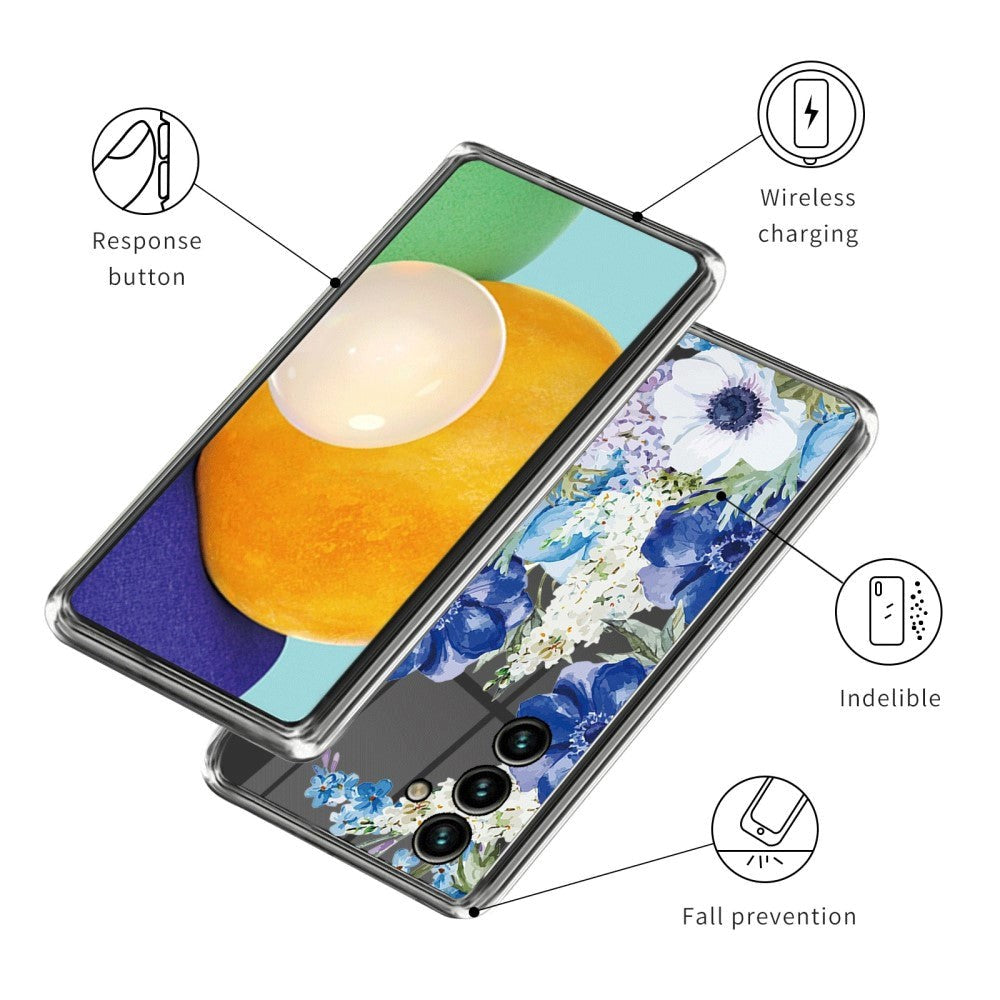 Samsung Galaxy A35 (5G) Flexible Plastic Case w. Motive - Blue Flowers