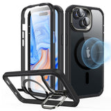 iPhone 15 ESR Armor Tough Kickstand Halolock Case - MagSafe Compatible - Transparent / Black