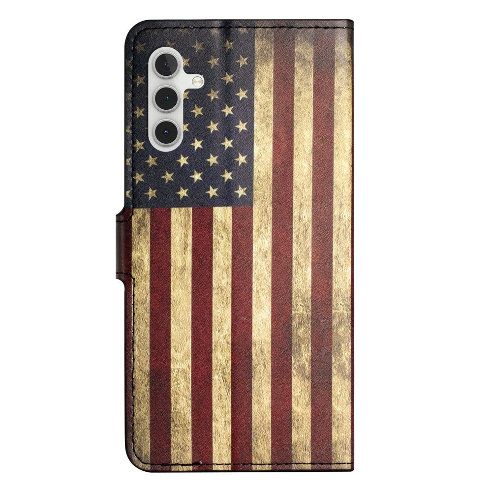 Samsung Galaxy A55 (5G) Artificial Leather Flip Case w. Wallet & Stand Function - American Flag