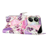 EIDERWOOD Xiaomi Poco C65 / Redmi 13C (4G) Leather Flip Case with Wallet and Strap - Purple Flowers