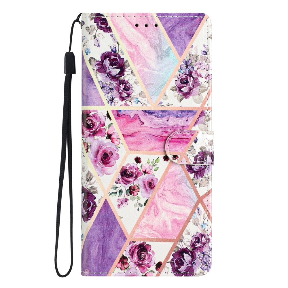 EIDERWOOD Xiaomi Poco C65 / Redmi 13C (4G) Leather Flip Case with Wallet and Strap - Purple Flowers