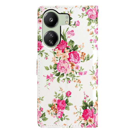 EIDERWOOD Xiaomi Poco C65 / Redmi 13C (4G) Leather Flip Case with Wallet and Strap - Flowers