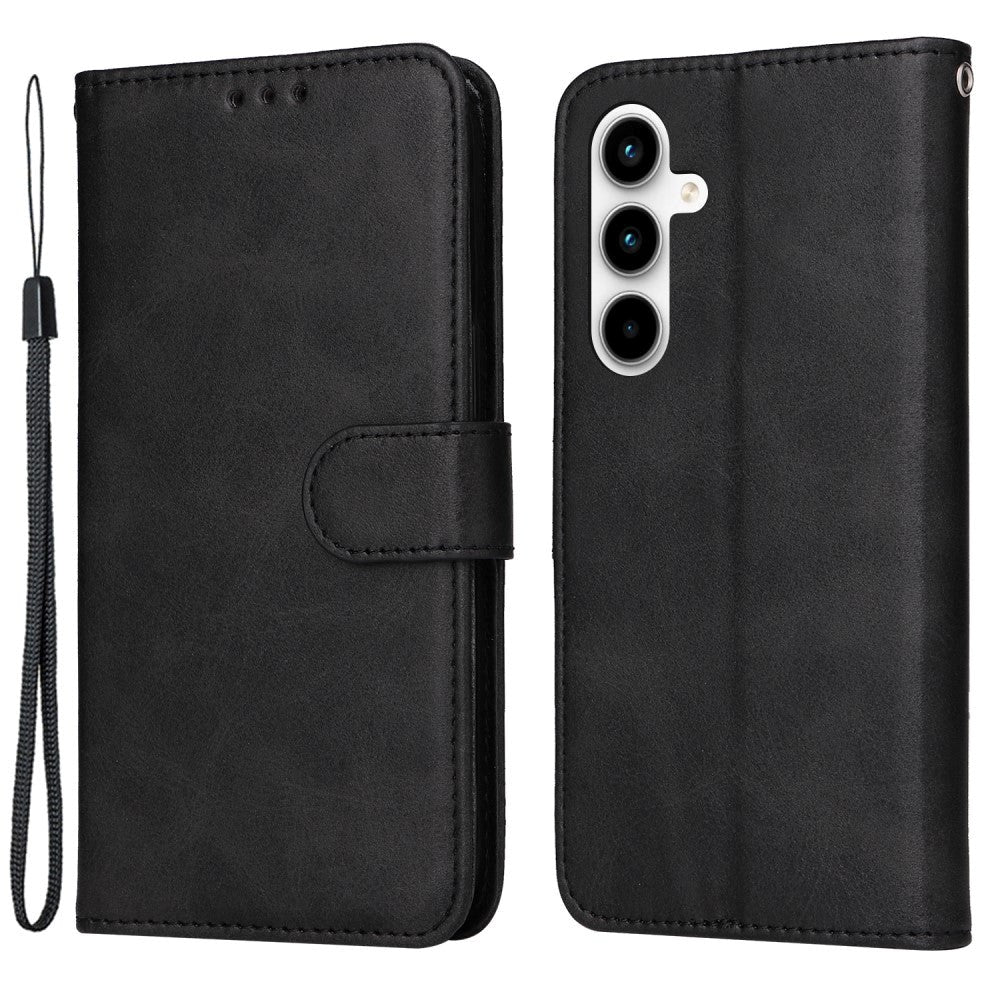 Samsung Galaxy A35 (5G) Faux Leather Flip Case w. Wallet & Strap - Black