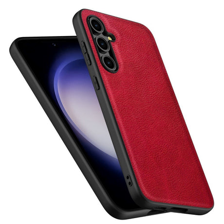 Samsung Galaxy A55 Leather Coated Plastic Case - Red