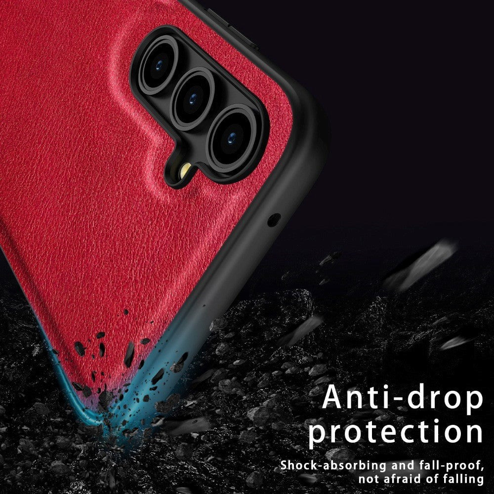 Samsung Galaxy A55 Leather Coated Plastic Case - Red