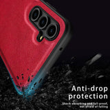 Samsung Galaxy A55 Leather Coated Plastic Case - Red