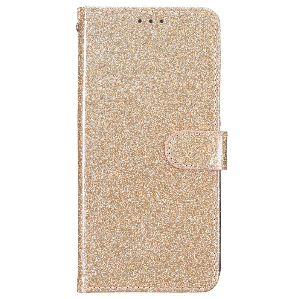 EIDERWOOD Motorola Moto G84 Leather Flip Case with Wallet and Strap - Glitter - Gold