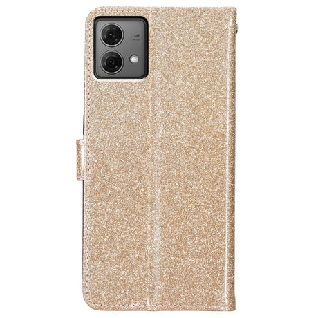 EIDERWOOD Motorola Moto G84 Leather Flip Case with Wallet and Strap - Glitter - Gold