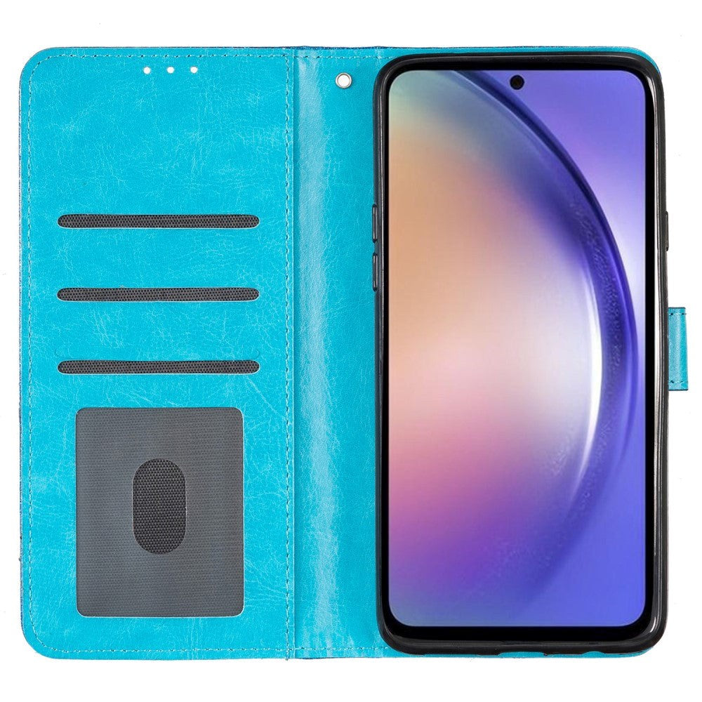 Samsung Galaxy A55 (5G) Leather Flip Case with Wallet and Strap - Glitter - Blue