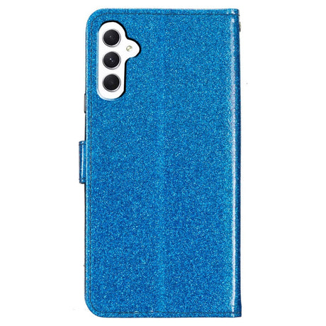 Samsung Galaxy A55 (5G) Leather Flip Case with Wallet and Strap - Glitter - Blue