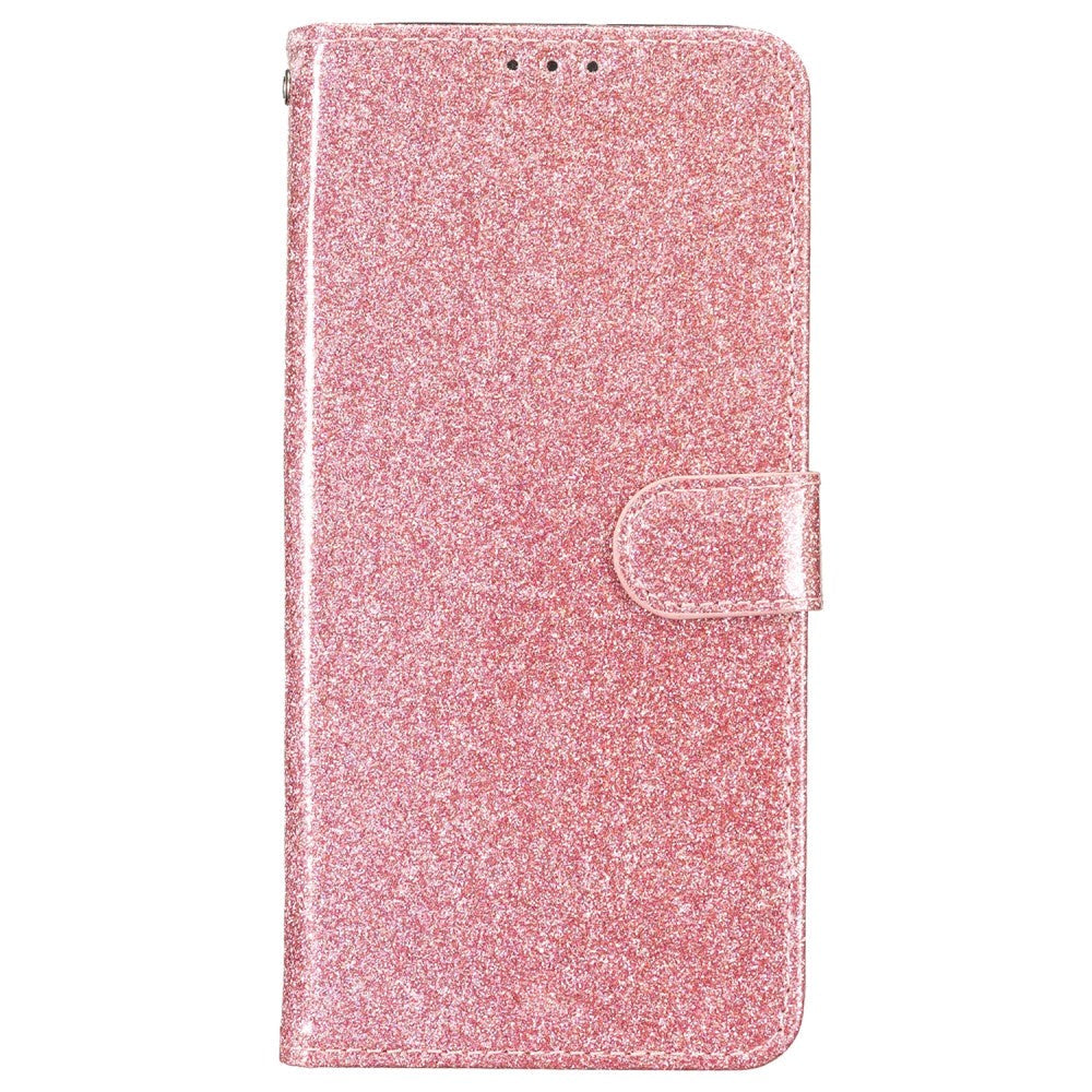 Samsung Galaxy A55 (5G) Leather Flip Case with Wallet and Strap - Glitter - Rose Gold