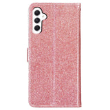 Samsung Galaxy A55 (5G) Leather Flip Case with Wallet and Strap - Glitter - Rose Gold