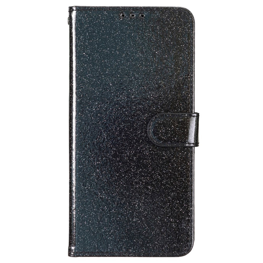 Samsung Galaxy A55 (5G) Leather Flip Case with Wallet and Strap - Glitter - Black