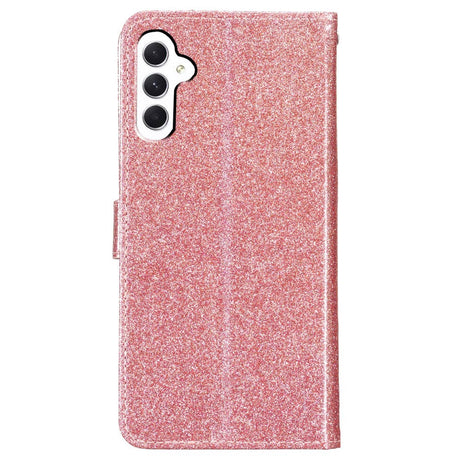 Samsung Galaxy A35 (5G) Leather Flip Case with Wallet and Strap - Glitter - Rose Gold