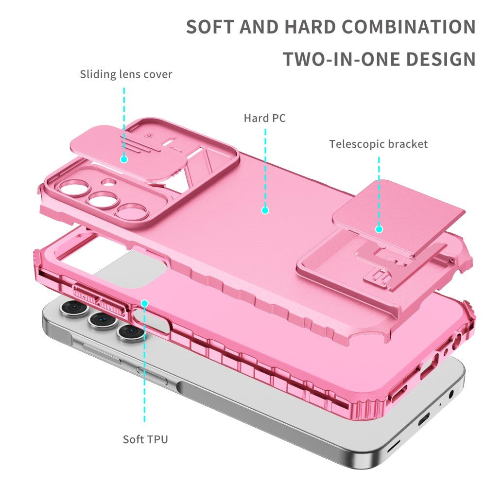 Samsung Galaxy A15 (5G) / A15 Tough Case w. Magnetic Kickstand & Cam Slider - Pink