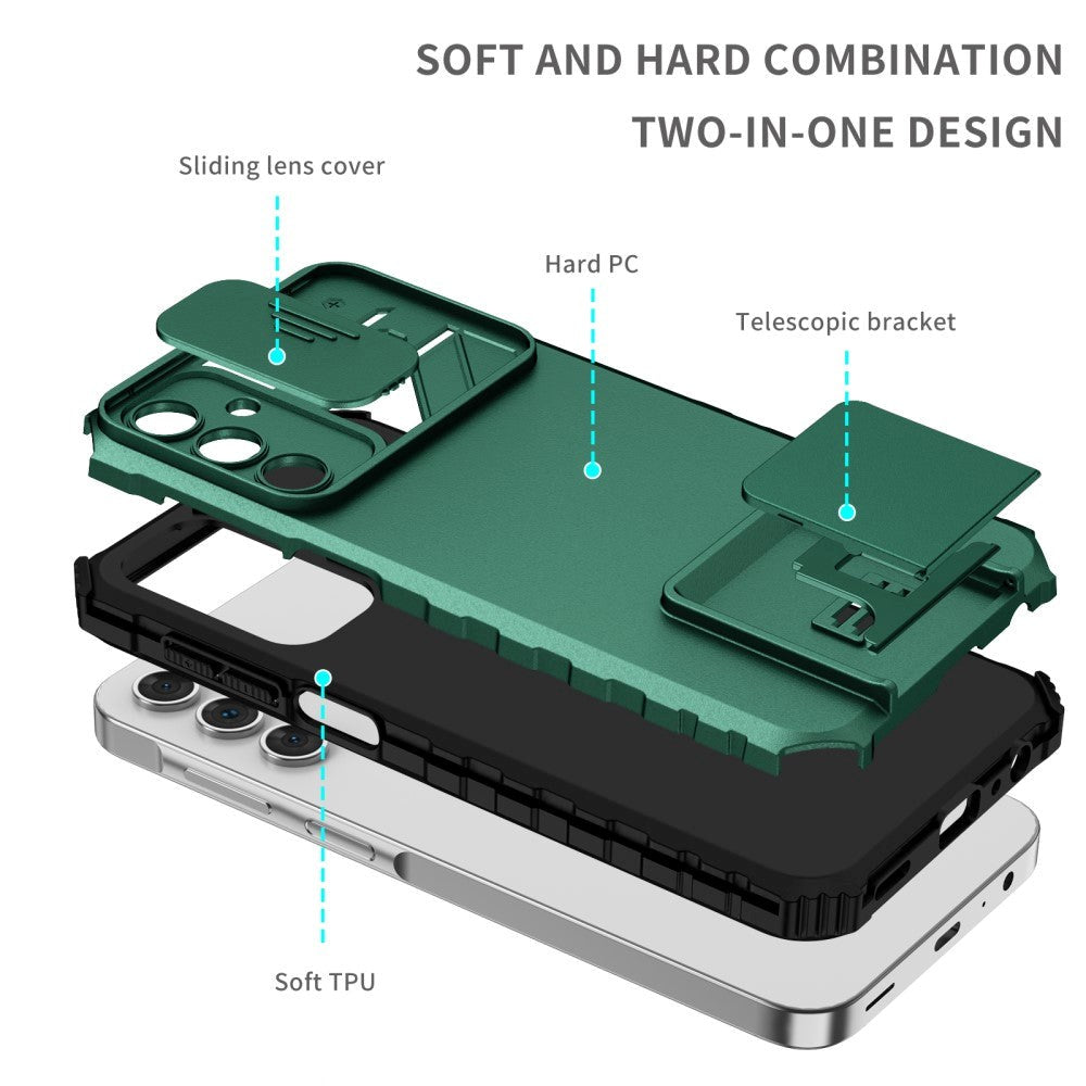 Samsung Galaxy A15 (5G) / A15 Tough Case w. Magnetic Kickstand & Cam Slider - Dark Green