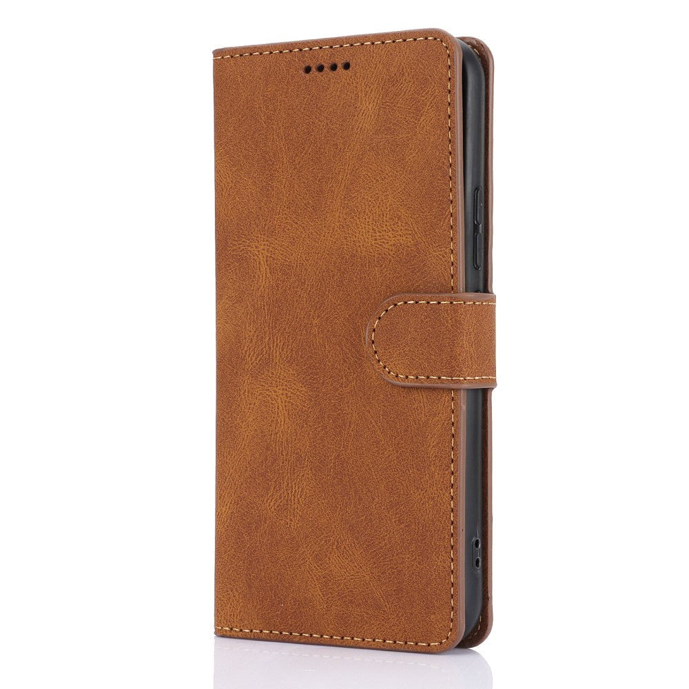 Samsung Galaxy A55 (5G) Leather Flip Case w. Wallet og Strap - Brown