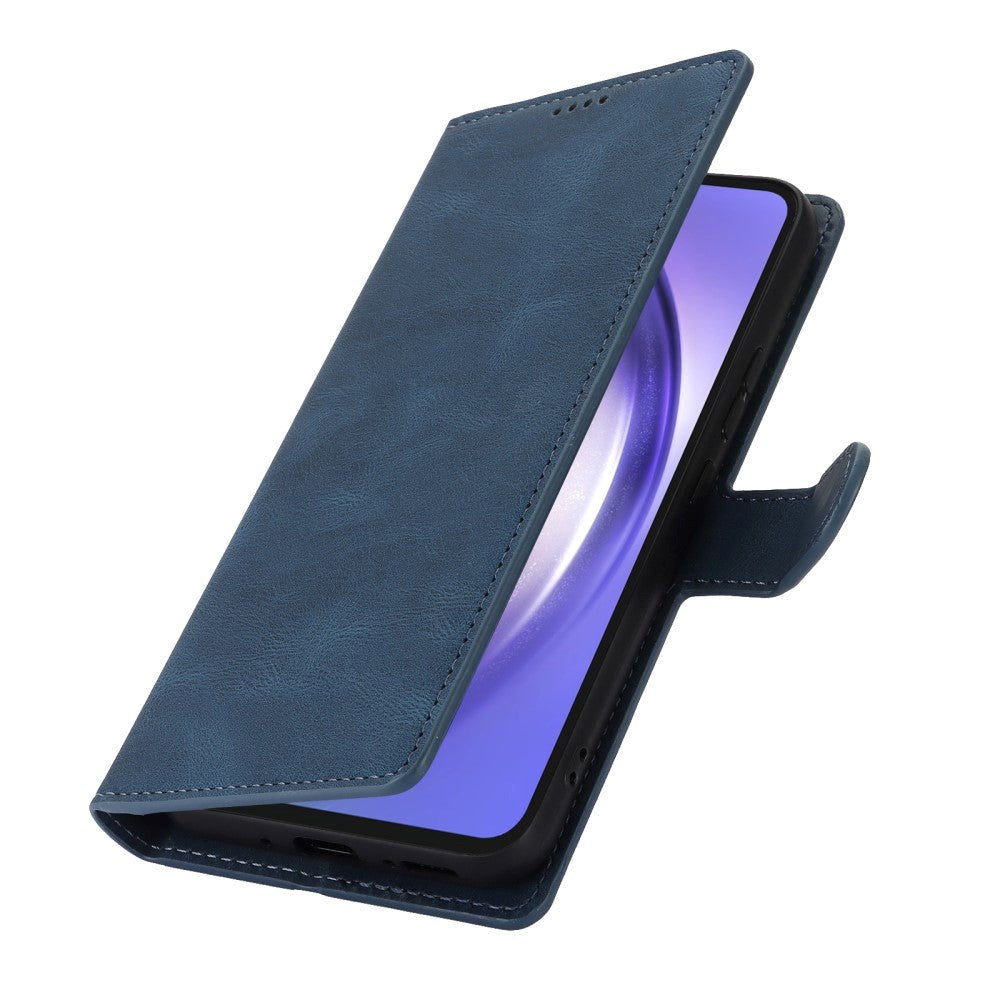 Samsung Galaxy A55 (5G) Leather Flip Case w. Wallet og Strap - Blue