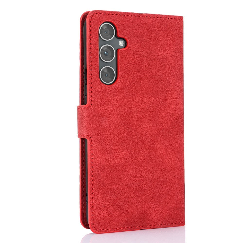 Samsung Galaxy A55 (5G) Leather Flip Case w. Wallet og Strap - Red