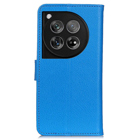 OnePlus 12 Litchi Leather Case w. Wallet - Blue