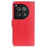 OnePlus 12 Litchi Leather Case w. Wallet - Red