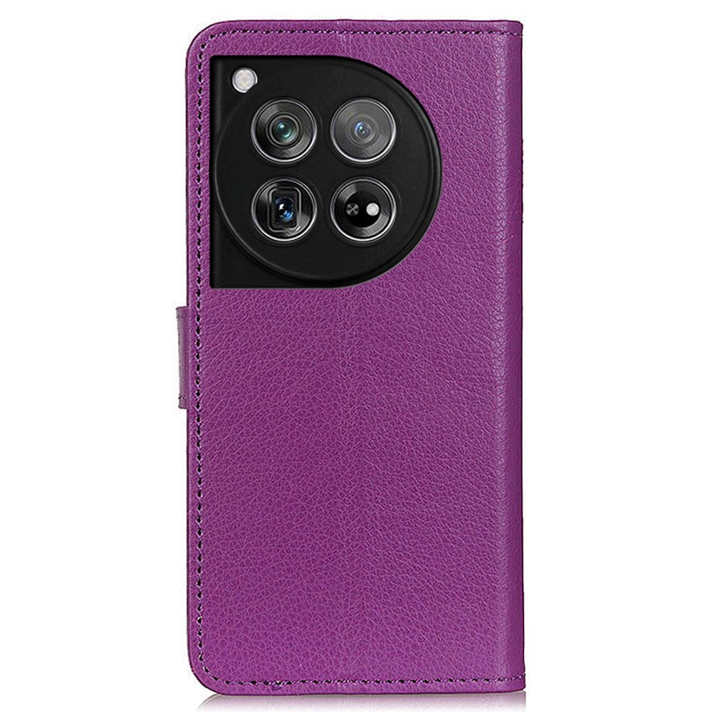 OnePlus 12 Litchi Leather Case w. Wallet - Purple