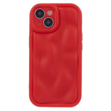 iPhone 15 Flexible Plastic Case w. Wave Design - Mat Red