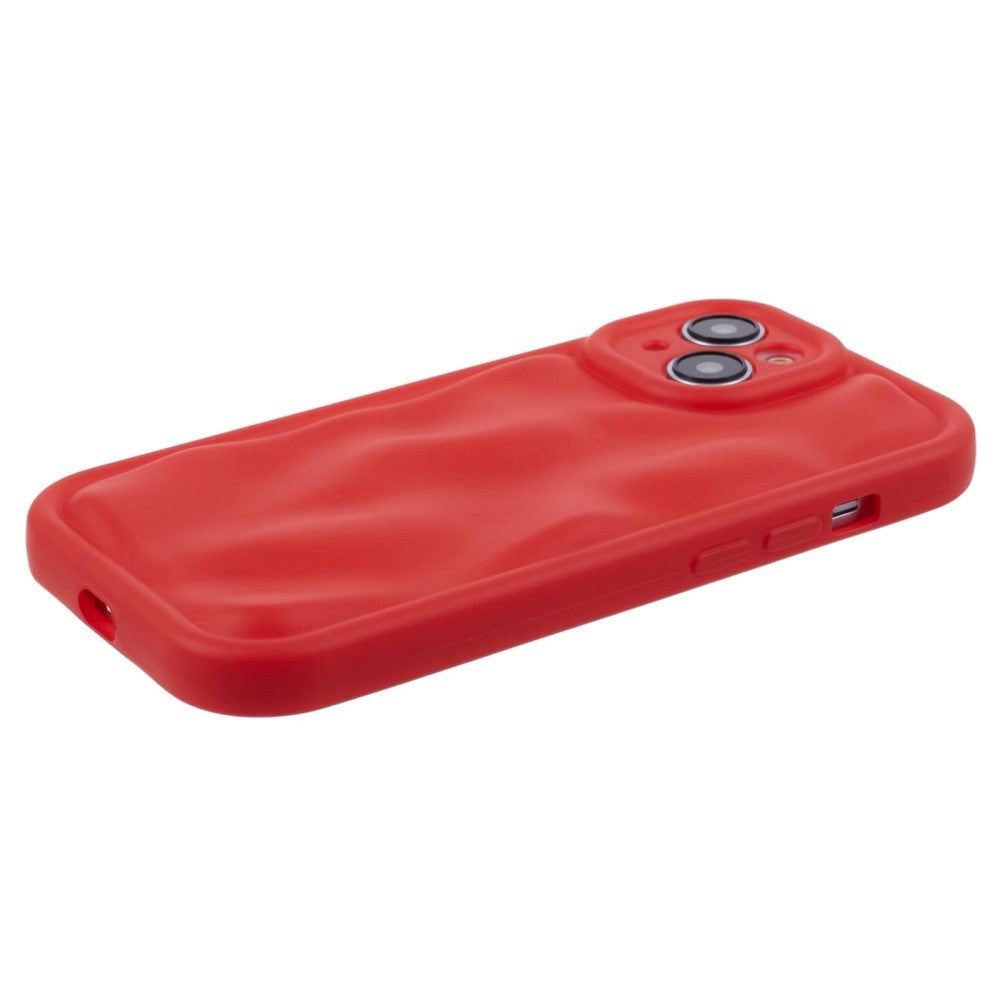 iPhone 15 Flexible Plastic Case w. Wave Design - Mat Red