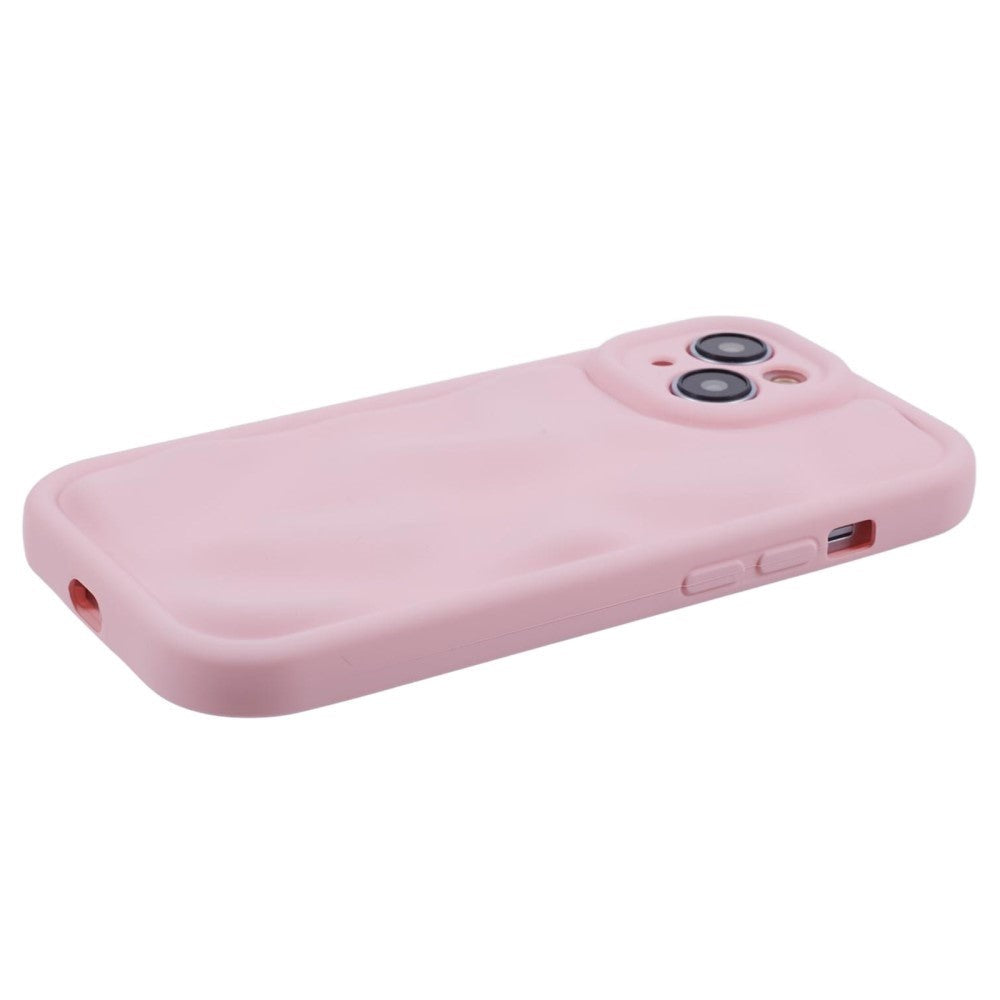 iPhone 15 Flexible Plastic Case w. Wave Design - Mat Pink