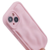 iPhone 15 Flexible Plastic Case w. Wave Design - Mat Pink