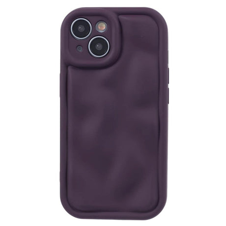 iPhone 15 Flexible Plastic Case w. Wave Design - Mat Purple