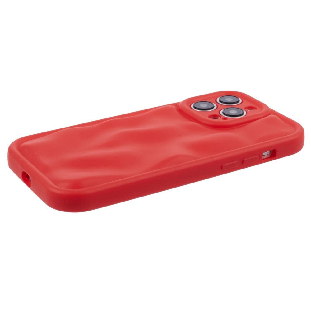 iPhone 15 Pro Flexible Plastic Case w. Wave Design - Mat Red