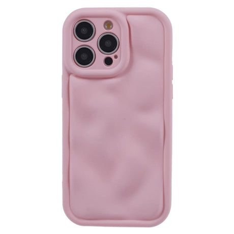 iPhone 15 Pro Flexible Plastic Case w. Wave Design - Mat Pink