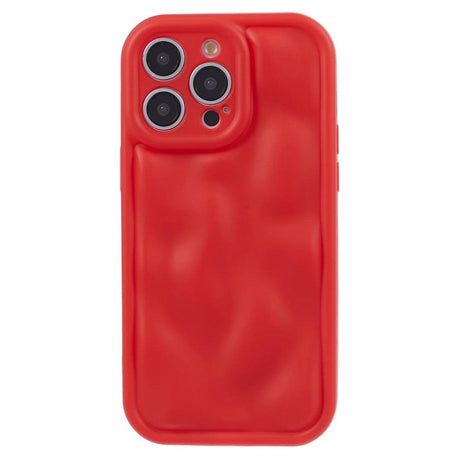 iPhone 15 Pro Max Flexible Plastic Case w. Wave Design - Mat Red