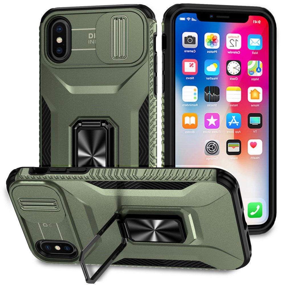 EIDERWOOD iPhone X / XS Tough Case w. Magnetic Kickstand & Cam Slider - Green