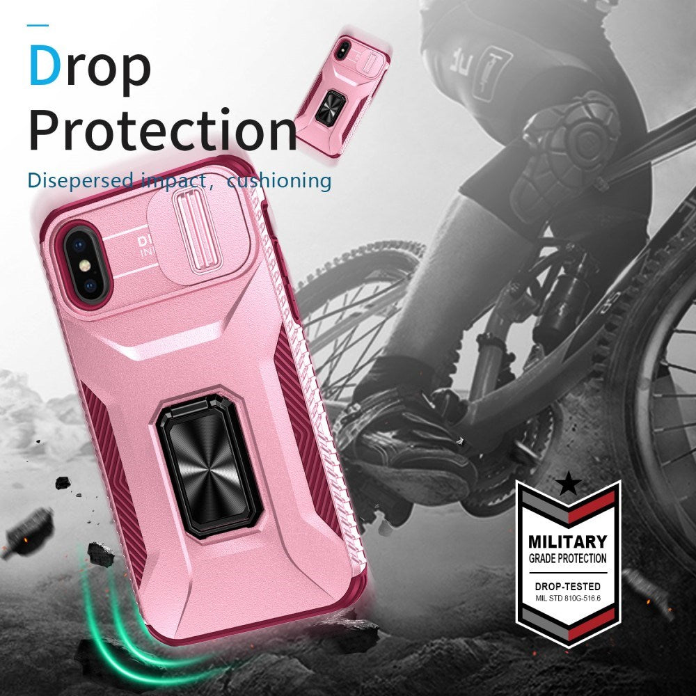 EIDERWOOD iPhone X / XS Tough Case w. Magnetic Kickstand & Cam Slider - Pink