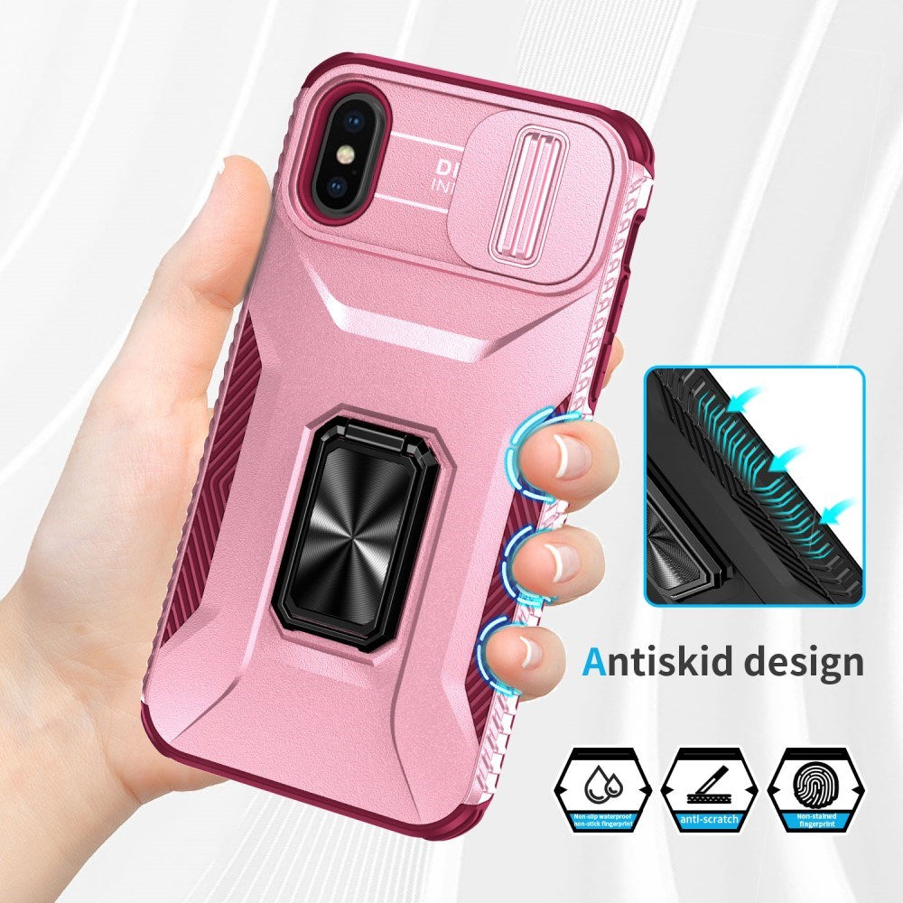 EIDERWOOD iPhone X / XS Tough Case w. Magnetic Kickstand & Cam Slider - Pink