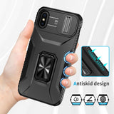 EIDERWOOD iPhone X / XS Tough Case w. Magnetic Kickstand & Cam Slider - Black