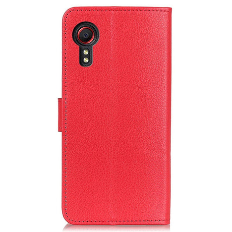 Samsung Galaxy Xcover 7 Leather Flip Case with Wallet - Red