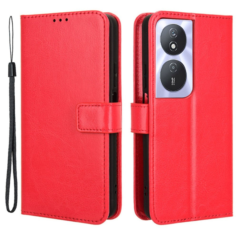 EIDERWOOD Honor X7b / 90 Smart Faux Leather Flip Case with Strap - Red