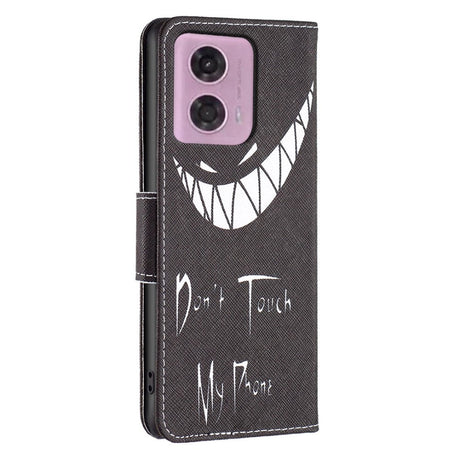 Motorola Moto G34 Leather Wallet Case w. Print - "Don't Touch My Phone"