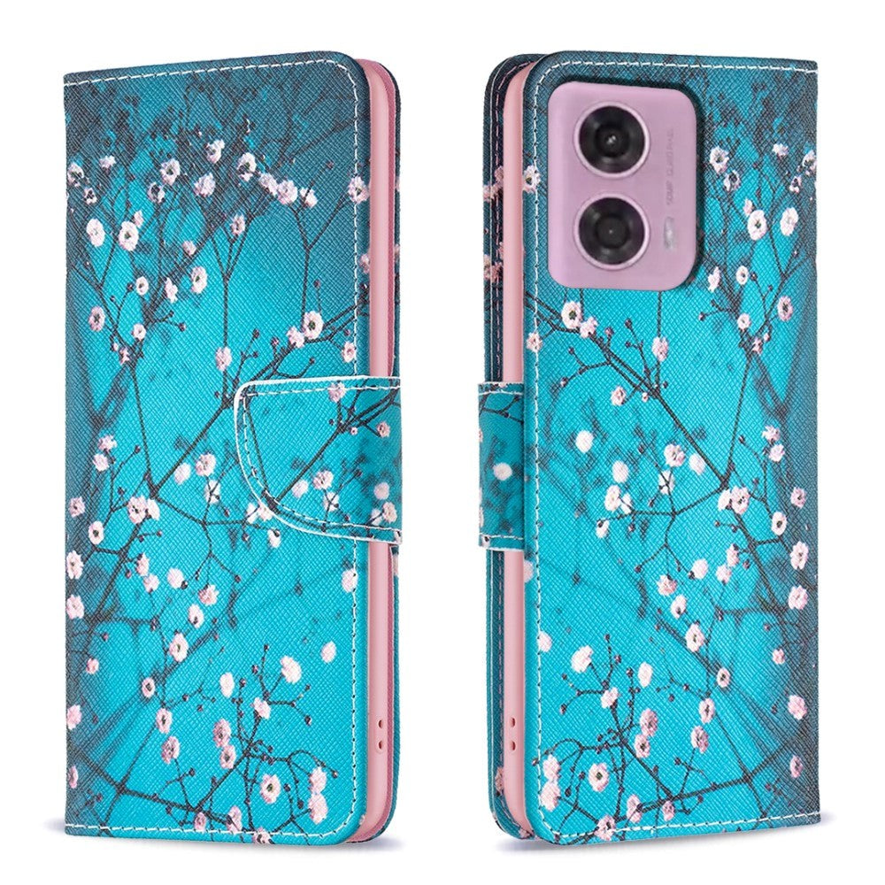 Motorola Moto G34 Leather Wallet Case w. Print - Cherry Tree