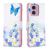 Motorola Moto G34 Leather Wallet Case w. Print - Butterfly and Flowers