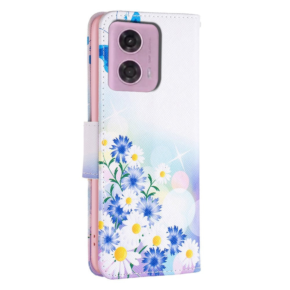 Motorola Moto G34 Leather Wallet Case w. Print - Butterfly and Flowers