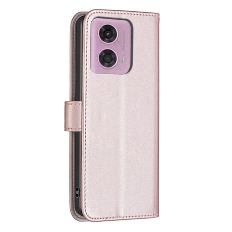 Motorola Moto G34 Glossy Leather Flip Cover w. Wallet - Rose Gold