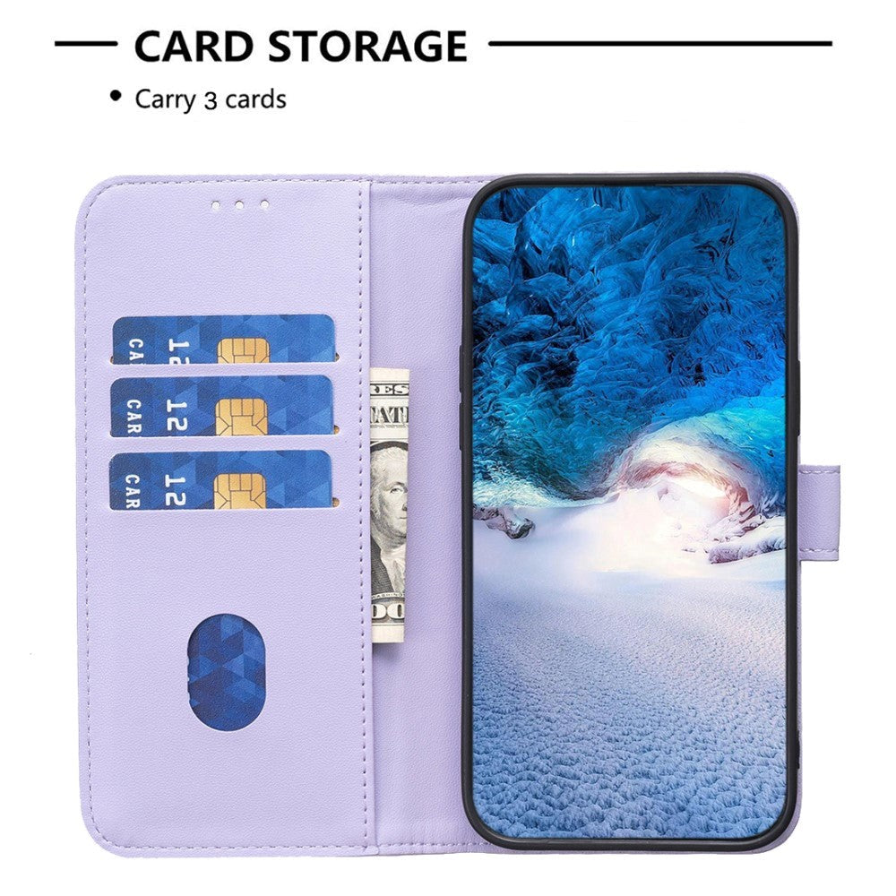 Motorola Moto G34 Glossy Leather Flip Cover w. Wallet - Lavender