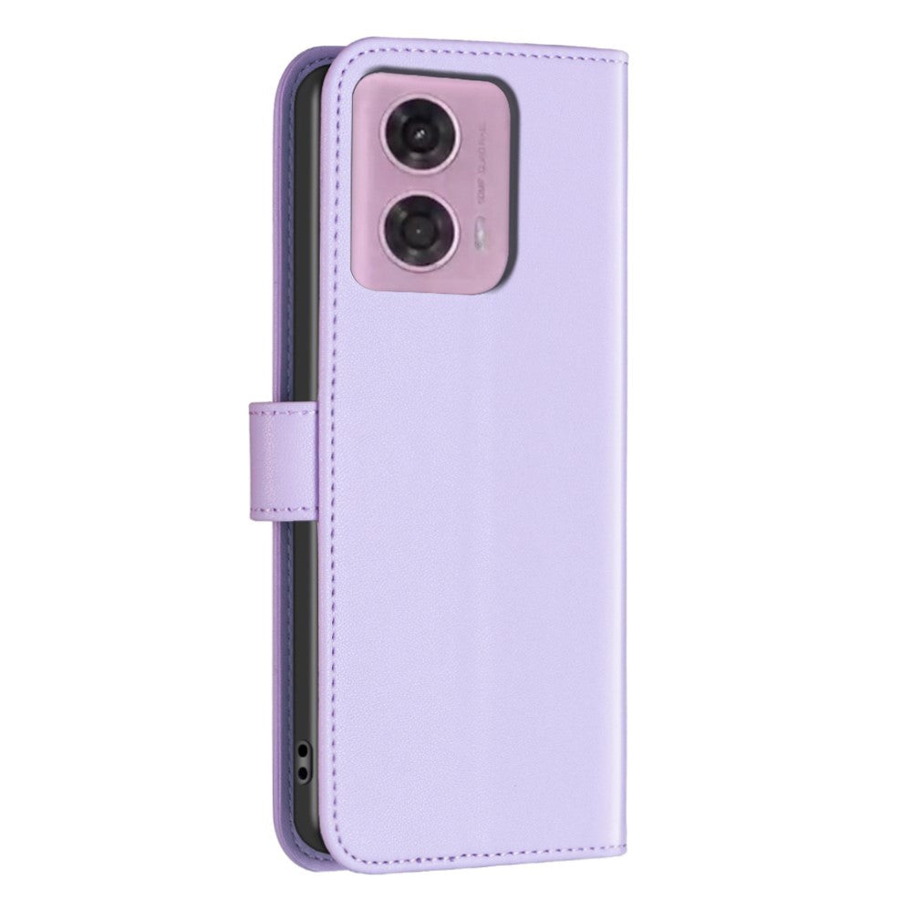 Motorola Moto G34 Glossy Leather Flip Cover w. Wallet - Lavender