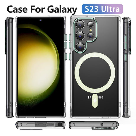 EIDERWOOD Samsung Galaxy S23 Ultra Hybrid Plastic Case - MagSafe Compatible - Transparent / Green